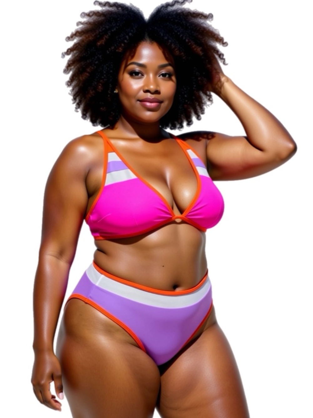 Tri Mesh Colorful Patchwork Bikini Set by Popvil in XXL NWT
